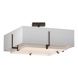 Hubbardton Forge 2013 Bronze Natural Anna Inner Shade & Natural Anna Outer Shade Exos Square Double Shade Semi-Flush