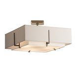 Hubbardton Forge 2013 Dark Smoke Natural Anna Inner Shade & Flax Outer Shade Exos Square Double Shade Semi-Flush