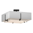 Hubbardton Forge 2013 Black Natural Anna Inner Shade & Natural Anna Outer Shade Exos Square Double Shade Semi-Flush
