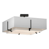 Hubbardton Forge 2013 Black Natural Anna Inner Shade & Natural Anna Outer Shade Exos Square Double Shade Semi-Flush