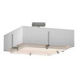 Hubbardton Forge 2013 Vintage Platinum Natural Anna Inner Shade & Natural Anna Outer Shade Exos Square Double Shade Semi-Flush