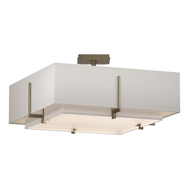 Hubbardton Forge 2013 Soft Gold Natural Anna Inner Shade & Flax Outer Shade Exos Square Double Shade Semi-Flush