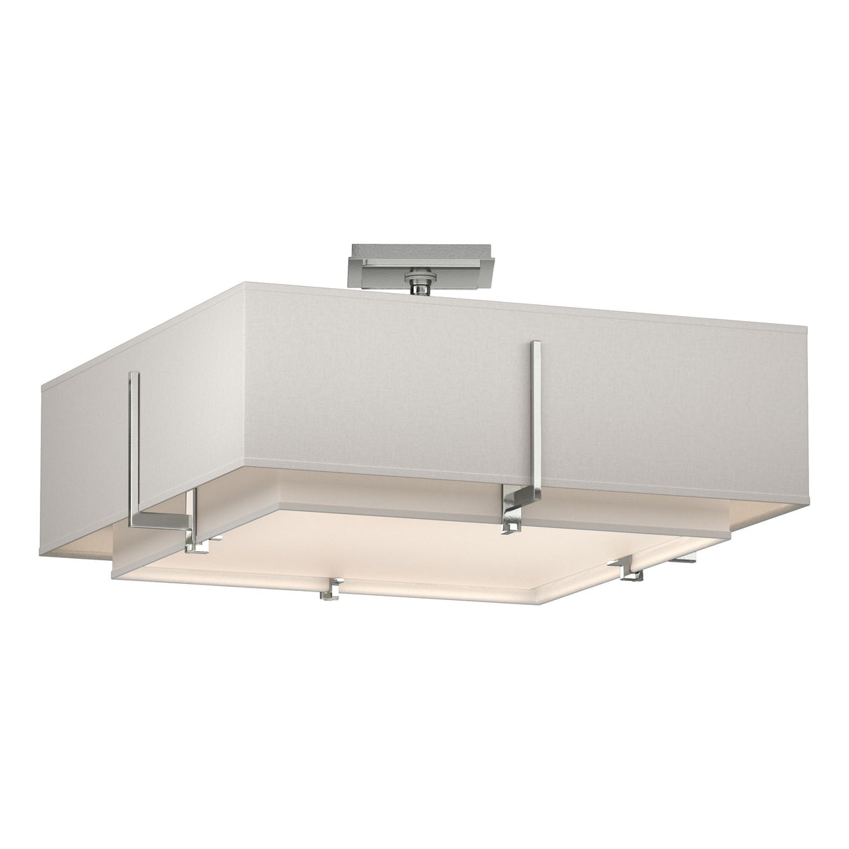 Hubbardton Forge 2013 Sterling Natural Anna Inner Shade & Flax Outer Shade Exos Square Double Shade Semi-Flush