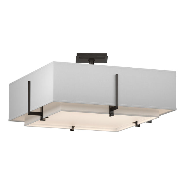 Hubbardton Forge 2013 Oil Rubbed Bronze Natural Anna Inner Shade & Natural Anna Outer Shade Exos Square Double Shade Semi-Flush