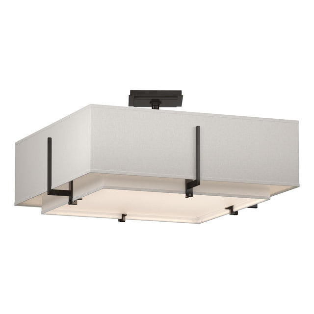 Hubbardton Forge 2013 Oil Rubbed Bronze Natural Anna Inner Shade & Flax Outer Shade Exos Square Double Shade Semi-Flush