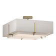 Hubbardton Forge 2013 Modern Brass Natural Anna Inner Shade & Flax Outer Shade Exos Square Double Shade Semi-Flush