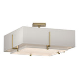 Hubbardton Forge 2013 Modern Brass Natural Anna Inner Shade & Flax Outer Shade Exos Square Double Shade Semi-Flush