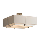 Hubbardton Forge 2015 Dark Smoke Natural Anna Inner Shade & Flax Outer Shade Exos Square Large Double Shade Semi-Flush