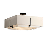 Hubbardton Forge 2015 Black Natural Anna Inner Shade & Flax Outer Shade Exos Square Large Double Shade Semi-Flush
