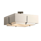 Hubbardton Forge 2015 Natural Iron Natural Anna Inner Shade & Flax Outer Shade Exos Square Large Double Shade Semi-Flush