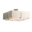Hubbardton Forge 2015 Vintage Platinum Natural Anna Inner Shade & Flax Outer Shade Exos Square Large Double Shade Semi-Flush