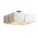 Hubbardton Forge 2015 Sterling Natural Anna Inner Shade & Natural Anna Outer Shade Exos Square Large Double Shade Semi-Flush