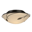 Hubbardton Forge 2005 Oil Rubbed Bronze Opal Glass (GG) Forged Leaves Flush Mount