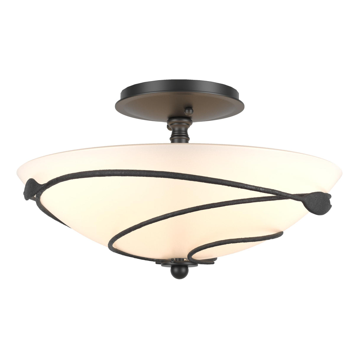 Hubbardton Forge 2000 Black Opal Glass (GG) Forged Leaves Semi-Flush