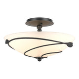 Hubbardton Forge 2000 Black Opal Glass (GG) Forged Leaves Semi-Flush