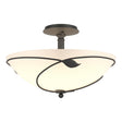 Hubbardton Forge 2000 Natural Iron Opal Glass (GG) Forged Leaves Large Semi-Flush