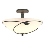 Hubbardton Forge 2000 Natural Iron Opal Glass (GG) Forged Leaves Large Semi-Flush