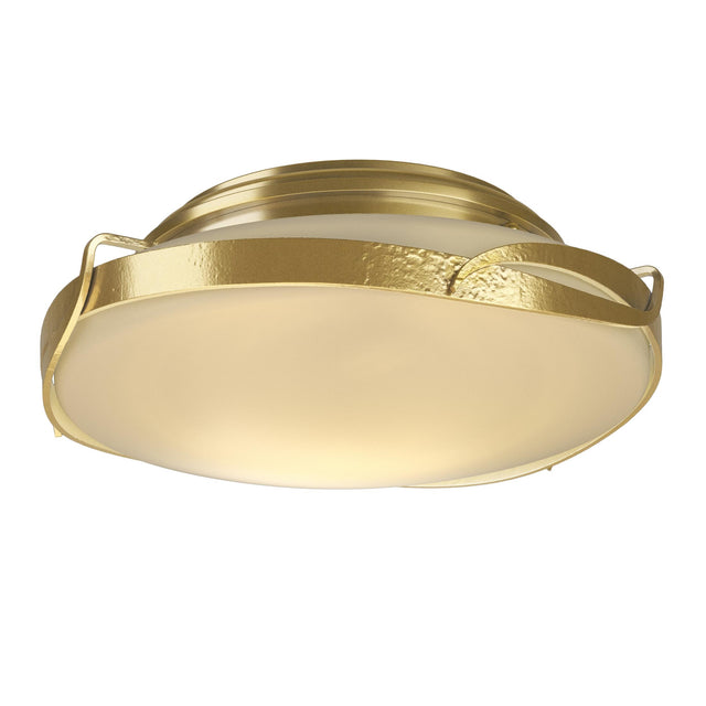 Hubbardton Forge 2012 Modern Brass Opal Glass (GG) Flora Flush Mount