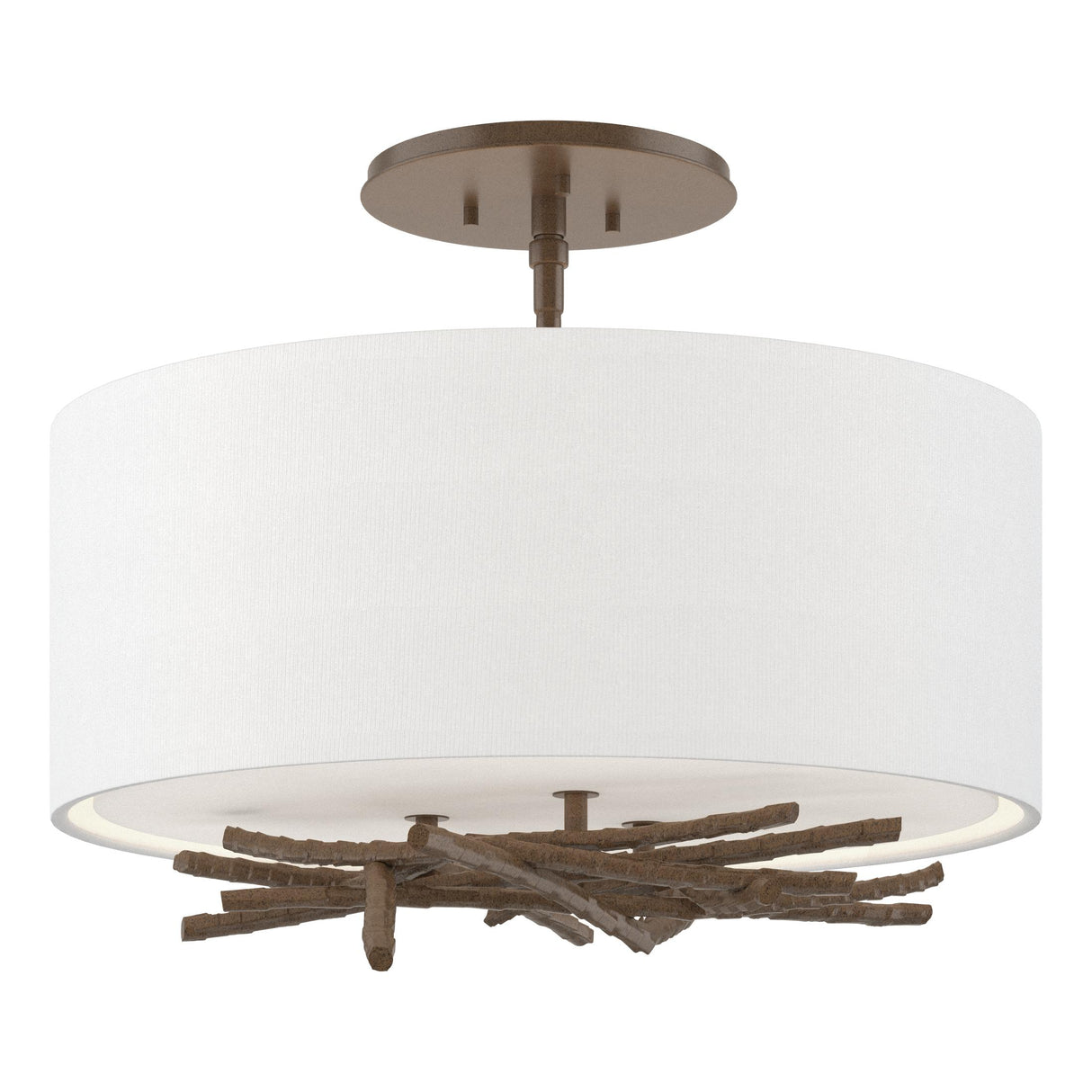 Hubbardton Forge 2012 Bronze Natural Anna Shade (SF) Brindille Semi-Flush