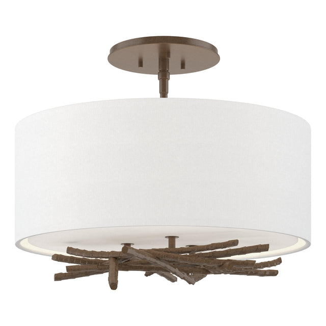 Hubbardton Forge 2012 Bronze Natural Anna Shade (SF) Brindille Semi-Flush