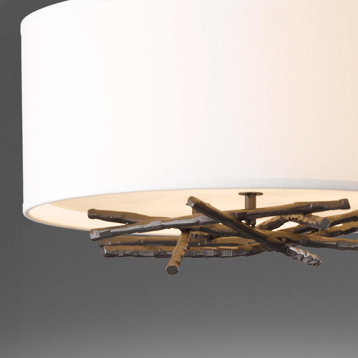 Hubbardton Forge 2012 Bronze Natural Anna Shade (SF) Brindille Semi-Flush