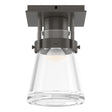 Hubbardton Forge 2015 Dark Smoke Clear Glass (ZM) Erlenmeyer 1 Light Semi-Flush