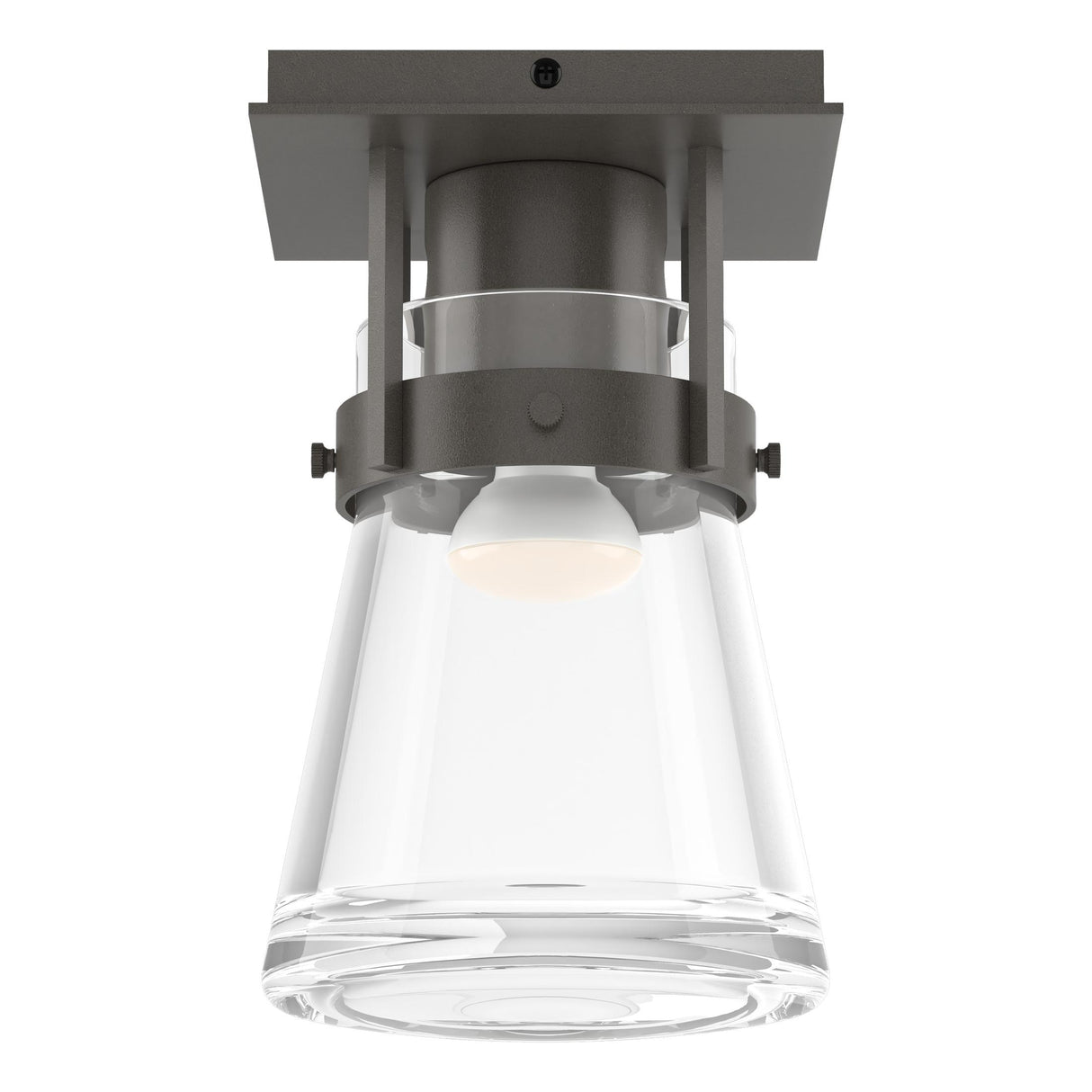 Hubbardton Forge 2015 Dark Smoke Clear Glass (ZM) Erlenmeyer 1 Light Semi-Flush