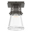 Hubbardton Forge 2015 Dark Smoke Clear Glass (ZM) Erlenmeyer 1 Light Semi-Flush