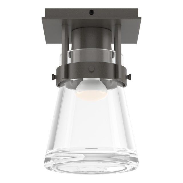 Hubbardton Forge 2015 Dark Smoke Clear Glass (ZM) Erlenmeyer 1 Light Semi-Flush