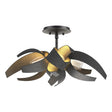 Hubbardton Forge 2016 Black Clear Glass with Frosted Diffuser (YE) Corona Semi-Flush