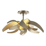 Hubbardton Forge 2016 Soft Gold Clear Glass with Frosted Diffuser (YE) Corona Semi-Flush