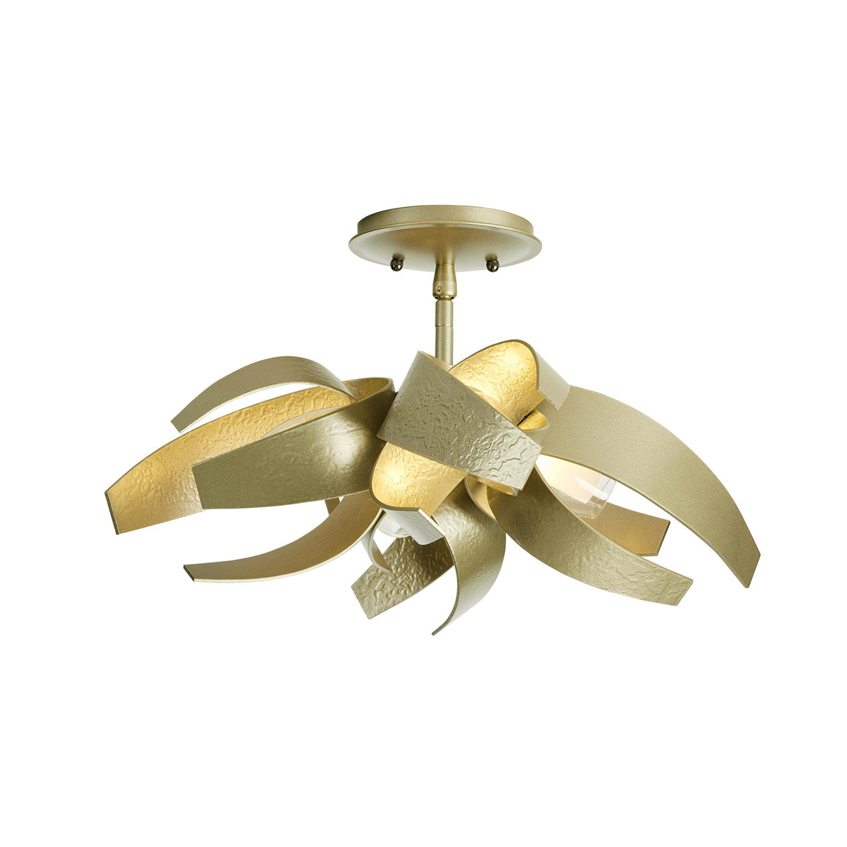 Hubbardton Forge 2016 Soft Gold Clear Glass with Frosted Diffuser (YE) Corona Semi-Flush