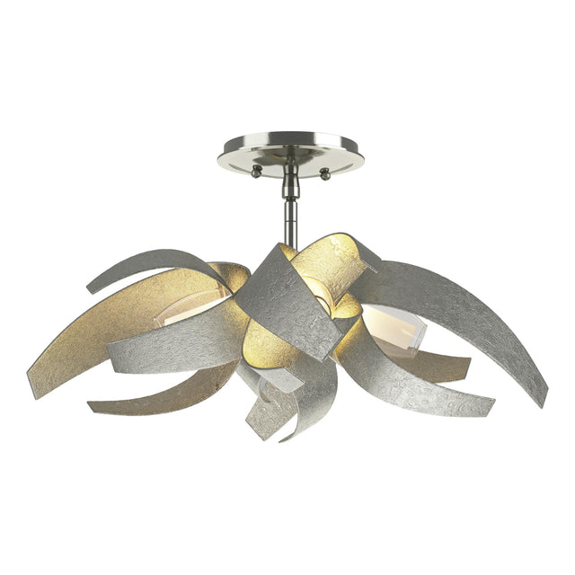Hubbardton Forge 2016 Sterling Clear Glass with Frosted Diffuser (YE) Corona Semi-Flush