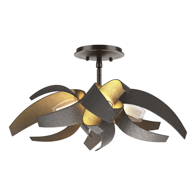 Hubbardton Forge 2016 Oil Rubbed Bronze Clear Glass with Frosted Diffuser (YE) Corona Semi-Flush