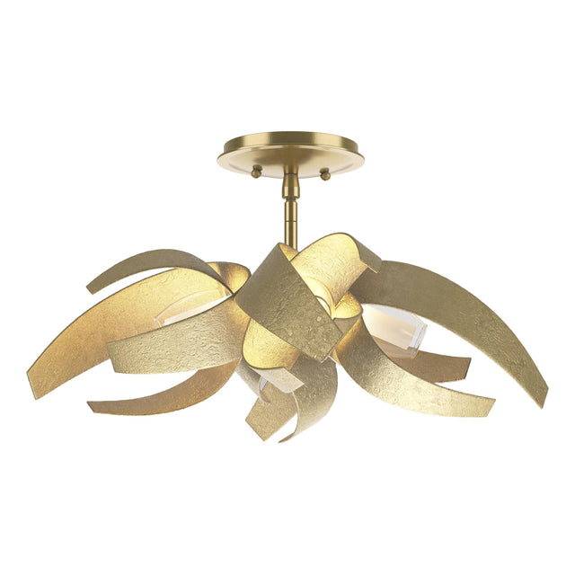 Hubbardton Forge 2016 Modern Brass Clear Glass with Frosted Diffuser (YE) Corona Semi-Flush
