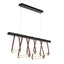 Hubbardton Forge 2021 Black Polished Nickel British Brown Leather Black Wood Clear Glass (ZM) Standard York Linear 5-Light LED Pendant