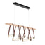 Hubbardton Forge 2021 Black Polished Nickel British Brown Leather Maple Wood Clear Glass (ZM) Standard York Linear 5-Light LED Pendant