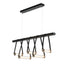 Hubbardton Forge 2021 Black Polished Nickel Black Leather Black Wood Clear Glass (ZM) Standard York Linear 5-Light LED Pendant