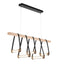 Hubbardton Forge 2021 Black Antique Brass Black Leather Maple Wood Clear Glass (ZM) Standard York Linear 5-Light LED Pendant