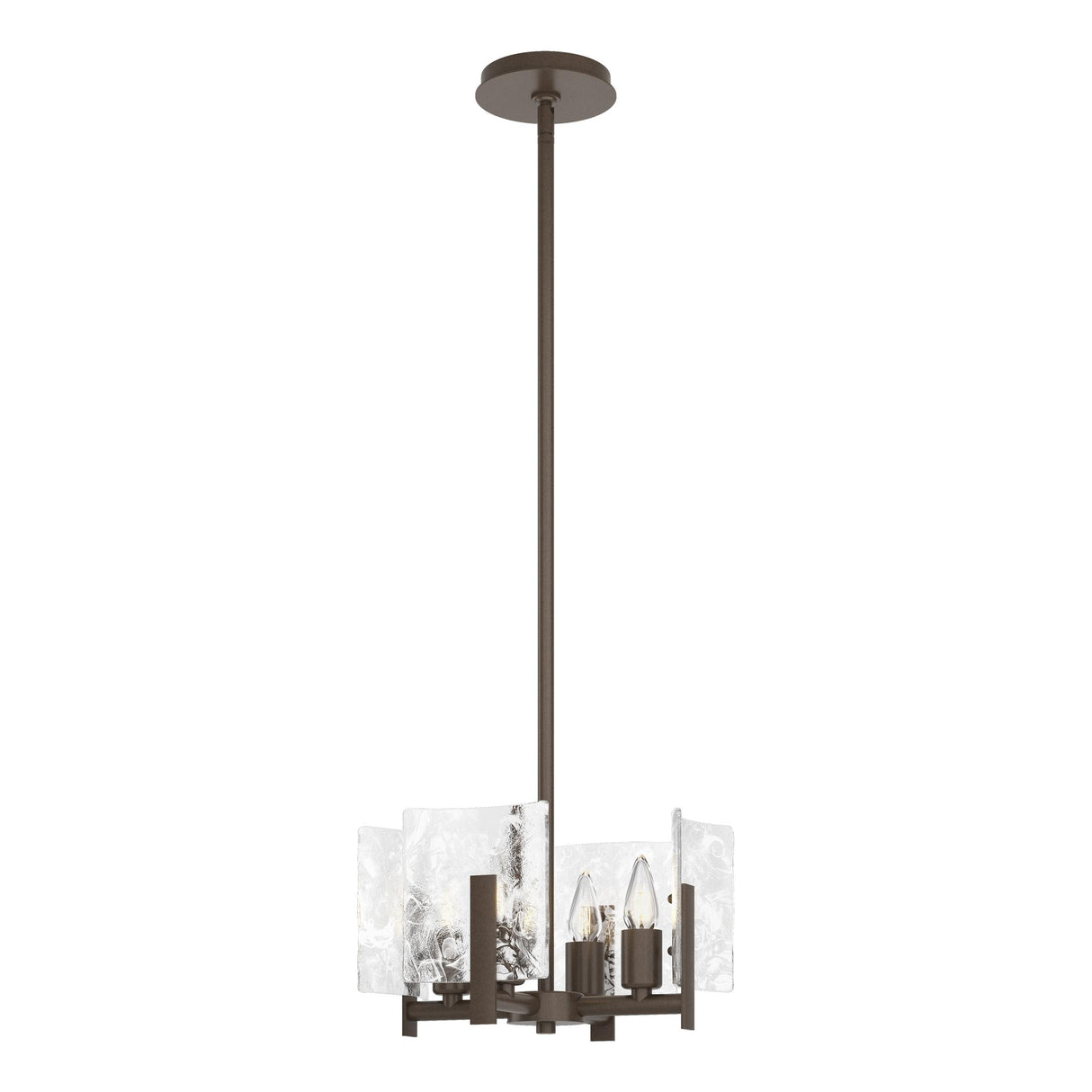 Hubbardton Forge 2022 Bronze White Swirl Glass (YR) Multi Arc 4-Light Semi-Flush/Pendant
