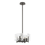 Hubbardton Forge 2022 Dark Smoke White Swirl Glass (YR) Multi Arc 4-Light Semi-Flush/Pendant