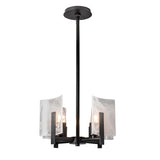 Hubbardton Forge 2022 Black White Swirl Glass (YR) Multi Arc 4-Light Semi-Flush/Pendant