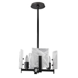 Hubbardton Forge 2022 Black White Swirl Glass (YR) Multi Arc 4-Light Semi-Flush/Pendant