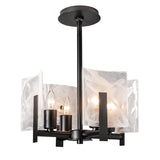 Hubbardton Forge 2022 Black White Swirl Glass (YR) Multi Arc 4-Light Semi-Flush/Pendant