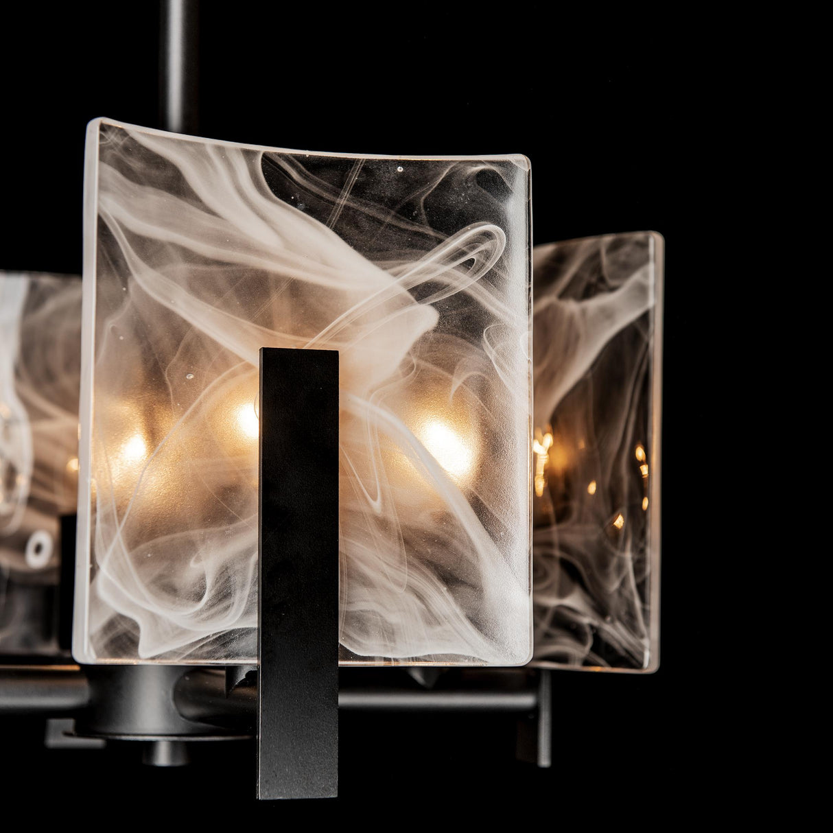 Hubbardton Forge 2022 Black White Swirl Glass (YR) Multi Arc 4-Light Semi-Flush/Pendant