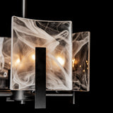 Hubbardton Forge 2022 Black White Swirl Glass (YR) Multi Arc 4-Light Semi-Flush/Pendant
