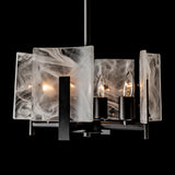 Hubbardton Forge 2022 Black White Swirl Glass (YR) Multi Arc 4-Light Semi-Flush/Pendant