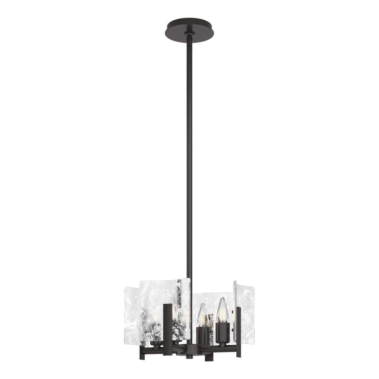 Hubbardton Forge 2022 Oil Rubbed Bronze White Swirl Glass (YR) Multi Arc 4-Light Semi-Flush/Pendant