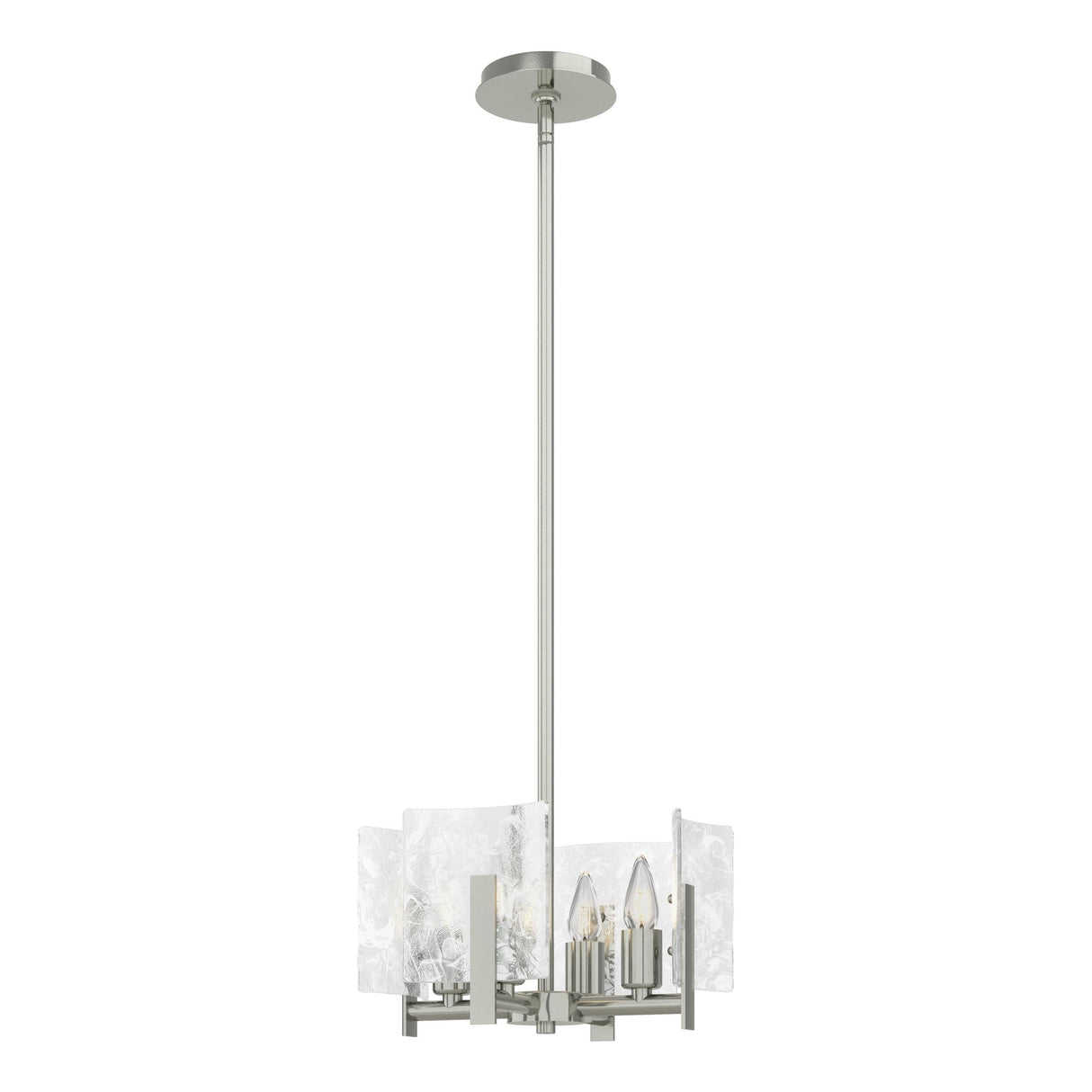 Hubbardton Forge 2022 Sterling White Swirl Glass (YR) Multi Arc 4-Light Semi-Flush/Pendant