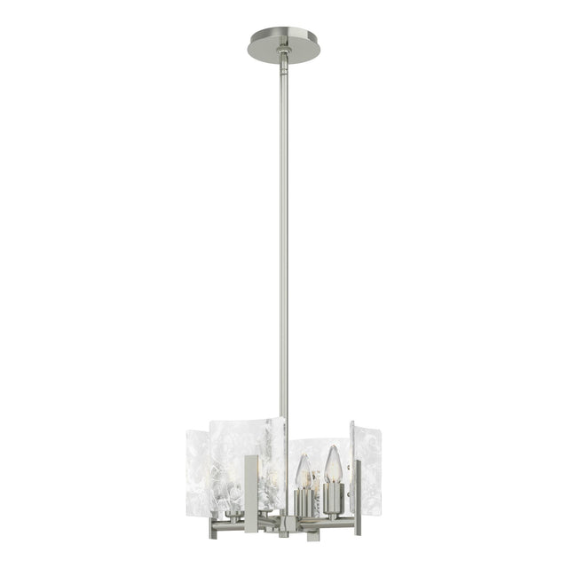 Hubbardton Forge 2022 Sterling White Swirl Glass (YR) Multi Arc 4-Light Semi-Flush/Pendant